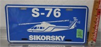 S-76 Sikorsky helicopter license plate