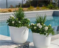 White Theo Resin Planters by Trendspot, 2-pack