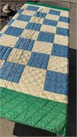 Vintage green & blue quilt- 68x74
