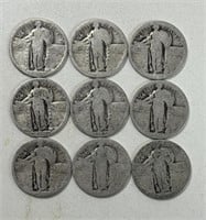 (9) STANDING LIBERTY SILVER QUARTER COINS
