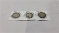 3 silver barber half dollars