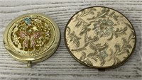 (2) Floral Design Compact Mirrors