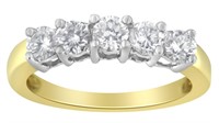 14k Two-tone Gold 1.00ct Diamond 5 Stone Ring