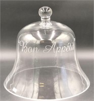 Large Glass Bon Apetite Dome-small chip