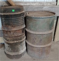 2 Small & 1 55 Gallon Steel Barrels