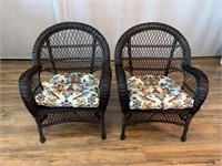 Pair Pier 1 Imports Oversize Wicker Arm Chairs