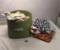 Lot of Fabric and Fabric Basket
