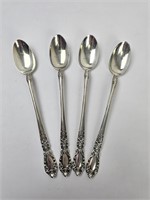 (4) Alvin sterling 7 1/2" ice tea spoons