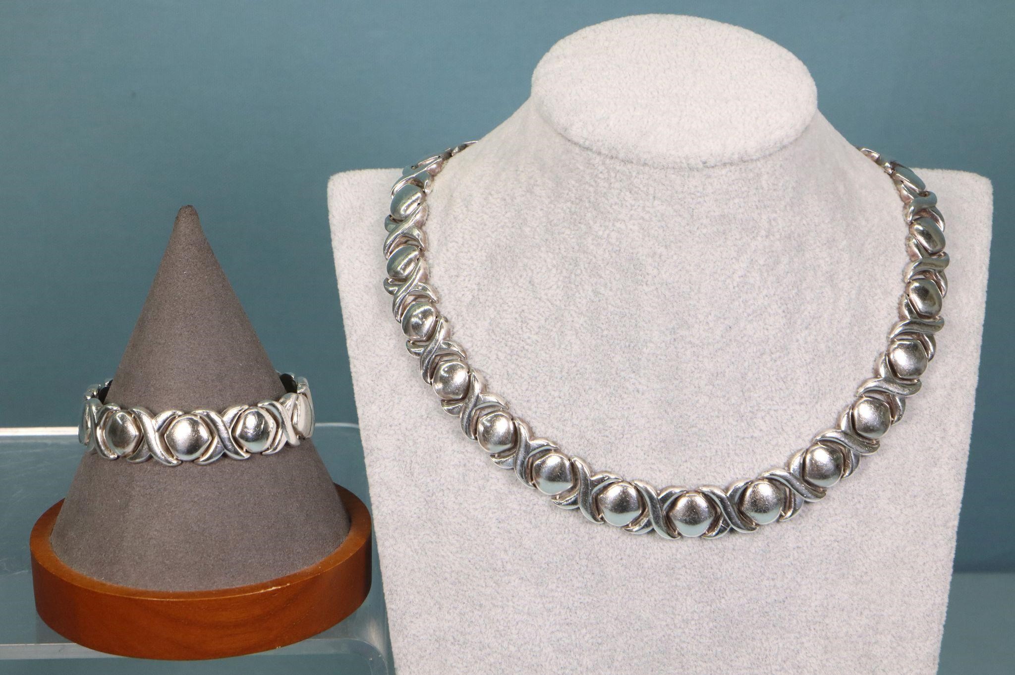 Heavy Sterling Silver Necklace + Bracelet