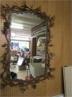Pine Cone Design Wall Mirror,Metal Framed