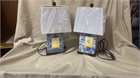 Pair Of White and Blue Ralph Lauren Table Lamps