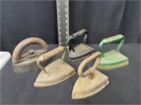 Lot of (5) Antique Cast Iron Sad Irons
