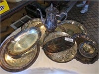 Silver-Plate Serving Platters, Trays & Coffee