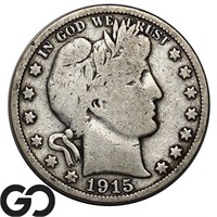 1915 Barber Half Dollar, Scarce VG+