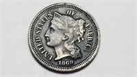 1869 3c Three Cent Nickel High Grade