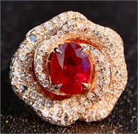 2.2ct Myanmar Natural Ruby 18Kt Gold Ring