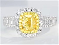 1.3ct Natural Yellow Diamond 18Kt Gold Ring