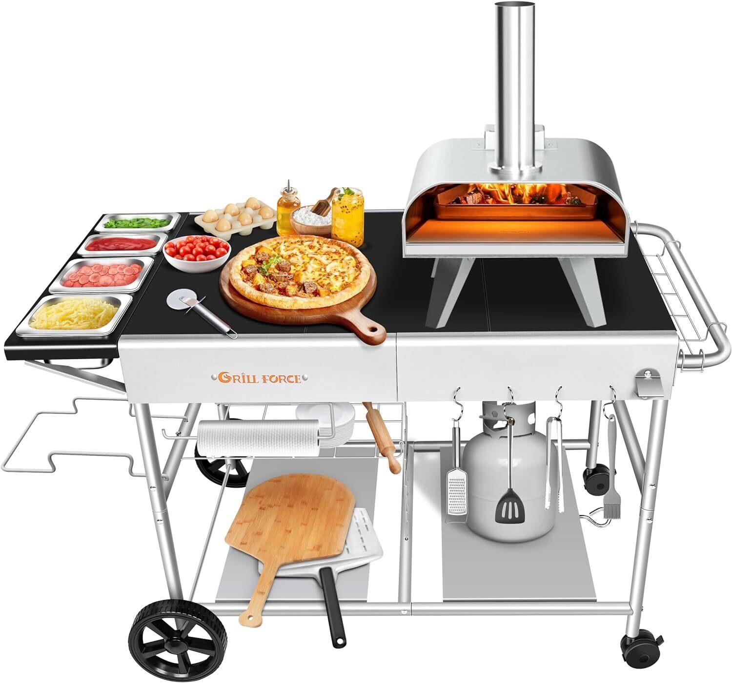 Pizza Oven Table with Topping Station