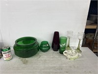 Green decorative glassware