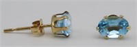 14KT Gold Oval Swiss Blue Topaz Earrings