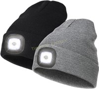 KUPOO Lighted Beanie Cap  USB Recharge  2-Pack