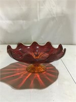 Viking Amberina glass pedestal dish