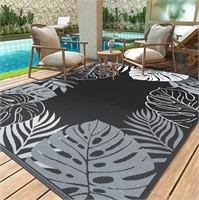 WFF8442  SIXHOME Outdoor Rug 8x10 Black and White