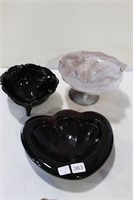 AMETHYST CANDY DISH, FOOTED RUBY GLASS CANDY DISH