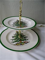 Spode Christmas Tree Double Tier Tray