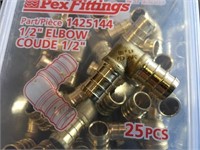 New 25 Pk Pex 1/2" Elbow Brass Fittings Lead Free