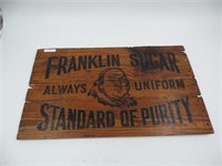 Wooden Advertising Box End - Franklin Sugar