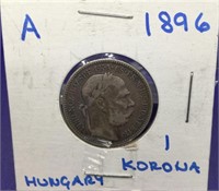 RARE: 1896 Silver Hungarian Corona
