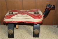 Leather Camel Footstool or Saddle With Camel Head