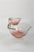 Retro Cranberry & Clear Chip and Dip Holder