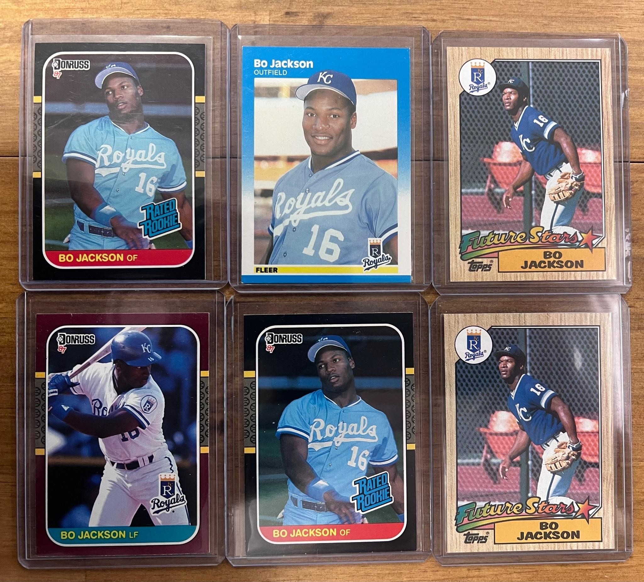Lot of 6 1986-1987 Bo Jackson RC MLB cards