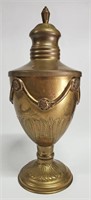 VINTAGE MCM EMBOSSED BRASS URN & LID