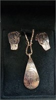 S/S CHAIN W 1st NATIONS PENDANT & EARRING SET