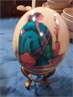Indian scene egg on brass base