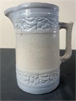 Salt Glaze Blue and White Stoneware Pitcher