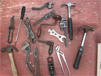 Lot - Tools, Pipe Wrenches, Hammers, Brace etc