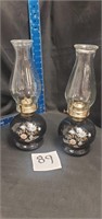 Pair of Hurricane Lamps W/ Covers
