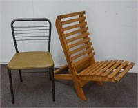 Wood Folding Beach Chair and Metal Fold Chair