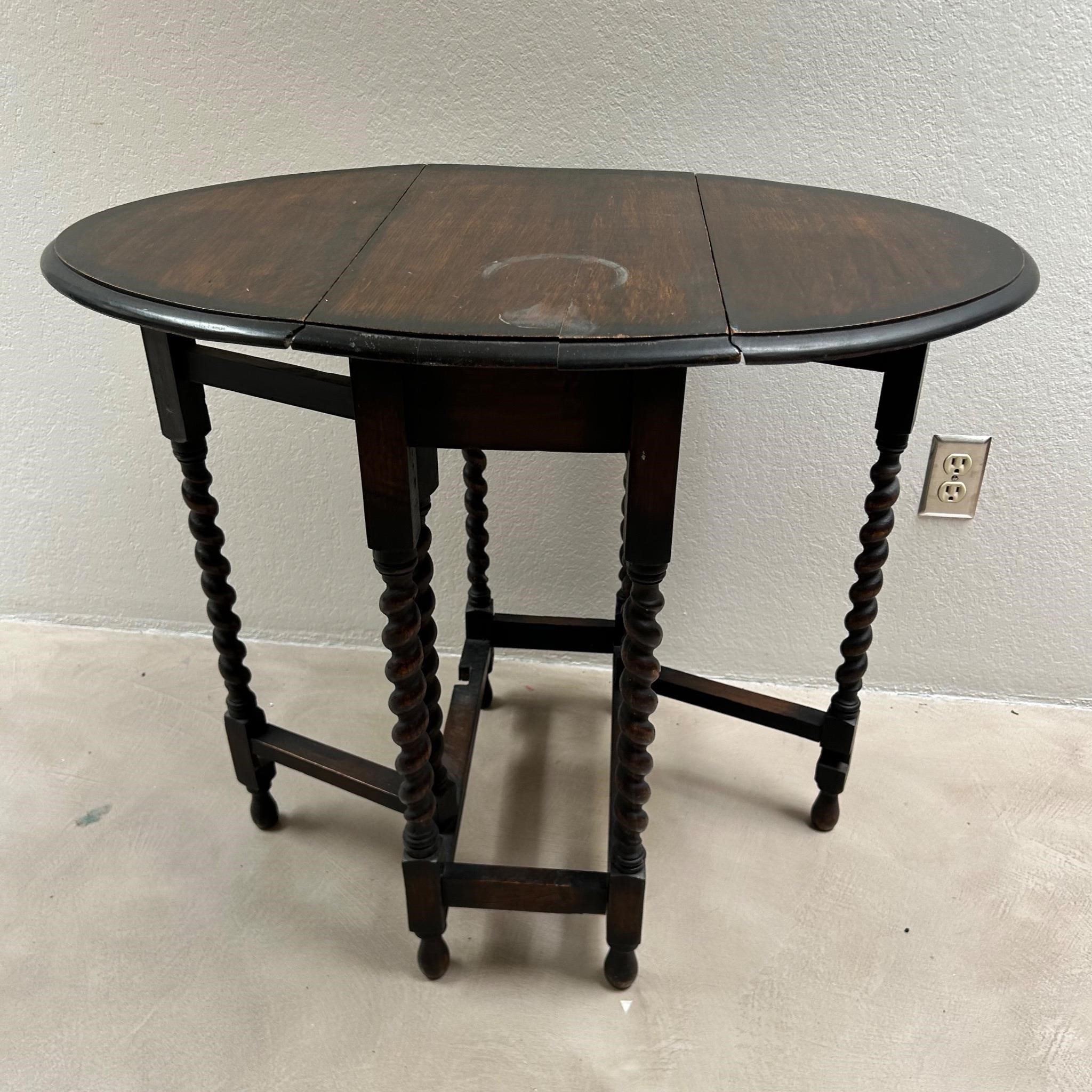 Antique Barley Twist Gateleg Drop Leaf Table