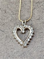 925 Necklace & Crystal Heart Pendant 5.07g