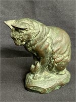 Vintage signed Alfred Barye copper cat figurine