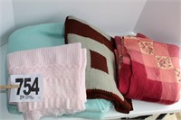 (4) Blankets - 1 Baby, 2 Handmade Wool, 1 Regular