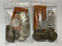 56 1930s - 50s  Washington Quarters - 90% Silver