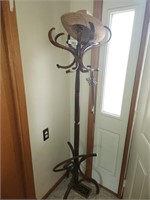 Vintage Wood Hat Rack - approx 70" tall & Straw