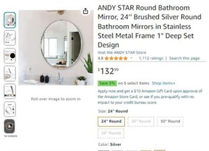 G999 ANDY STAR Round Bathroom Mirror 24