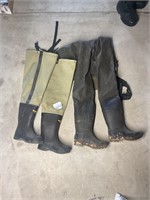 Hip waders and knee-high boots size 8